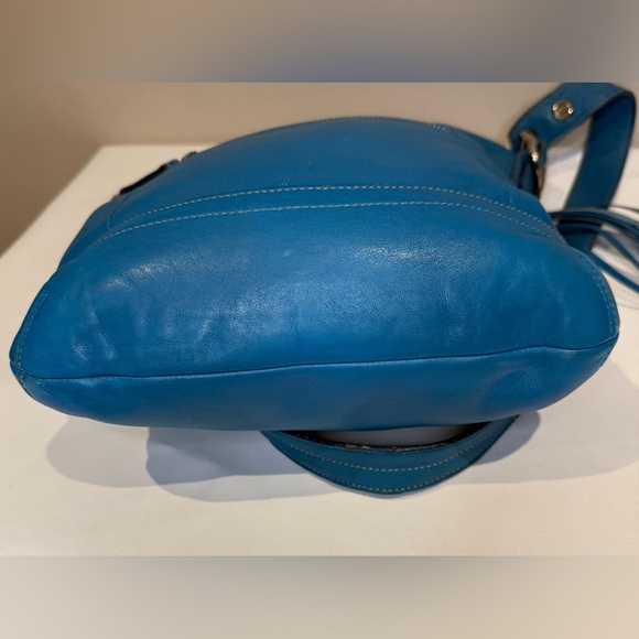 Coach Bleeker Slim Duffle Bag Blue Leather Tassel 2005 1415 Y2K - Picture 6 of 10